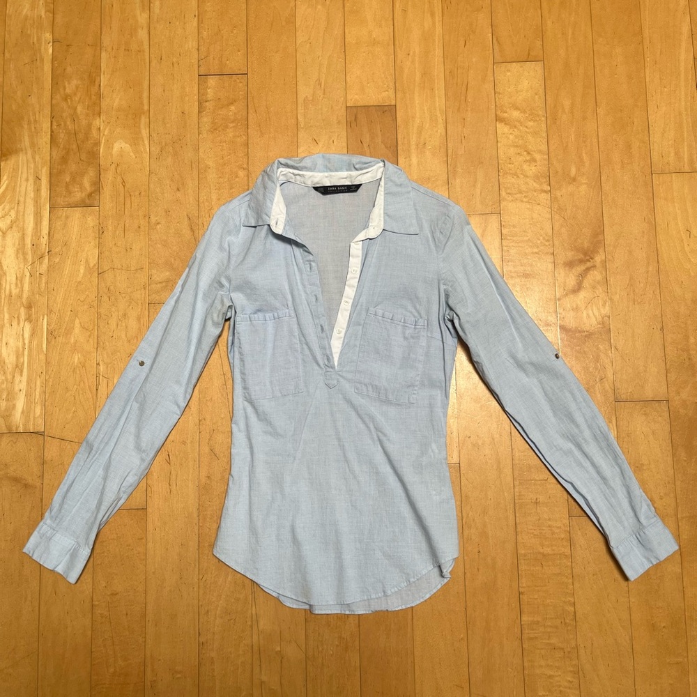 Zara Light Blue Long Sleeve Shirt in size XS